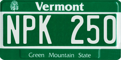 VT license plate NPK250