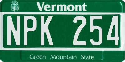 VT license plate NPK254