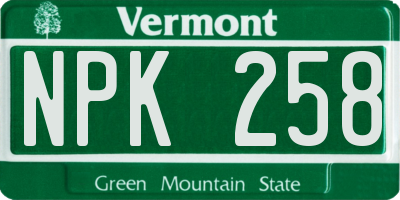 VT license plate NPK258