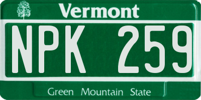 VT license plate NPK259