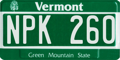 VT license plate NPK260