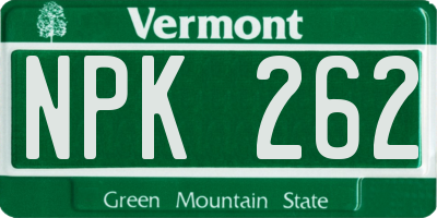VT license plate NPK262