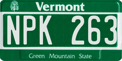 VT license plate NPK263