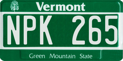 VT license plate NPK265