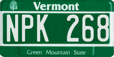 VT license plate NPK268