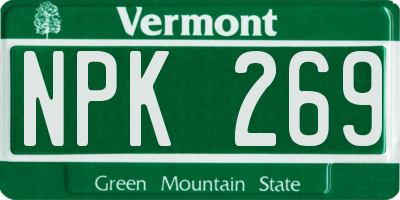 VT license plate NPK269