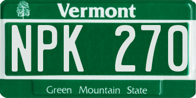 VT license plate NPK270