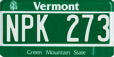 VT license plate NPK273
