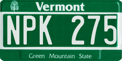 VT license plate NPK275