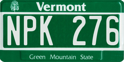 VT license plate NPK276