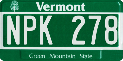 VT license plate NPK278