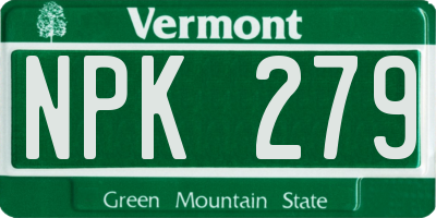VT license plate NPK279
