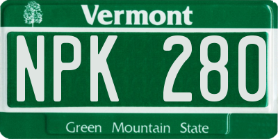 VT license plate NPK280