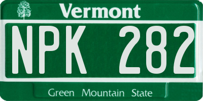 VT license plate NPK282