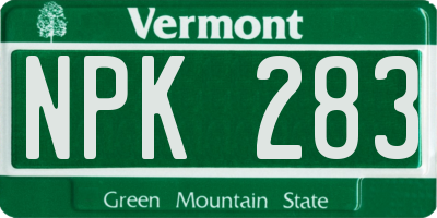 VT license plate NPK283
