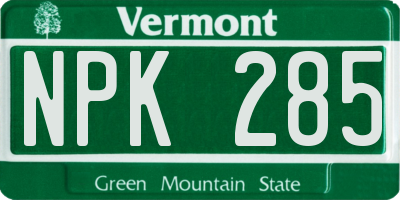 VT license plate NPK285