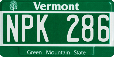 VT license plate NPK286