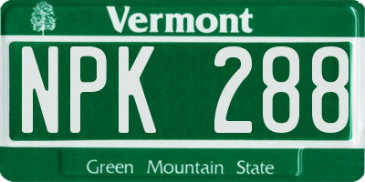 VT license plate NPK288