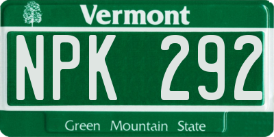 VT license plate NPK292
