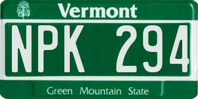 VT license plate NPK294