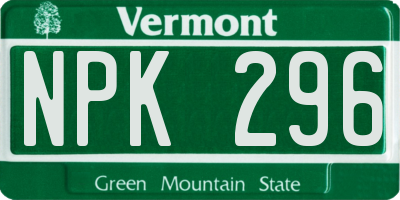 VT license plate NPK296