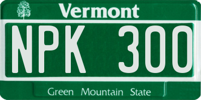 VT license plate NPK300