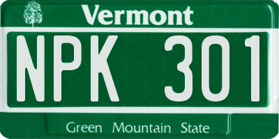 VT license plate NPK301