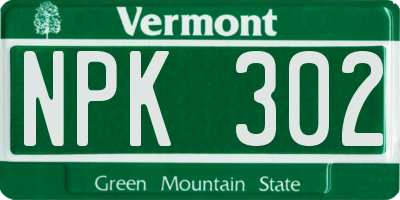 VT license plate NPK302