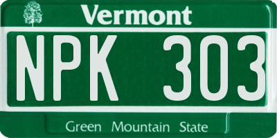 VT license plate NPK303