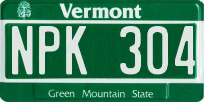 VT license plate NPK304