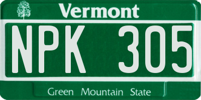 VT license plate NPK305