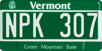 VT license plate NPK307