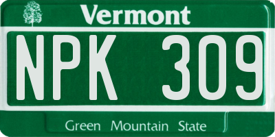 VT license plate NPK309