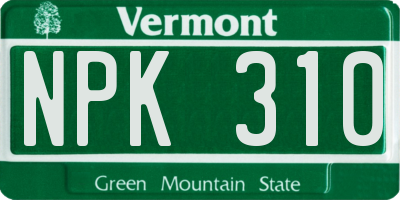VT license plate NPK310