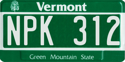 VT license plate NPK312