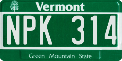 VT license plate NPK314