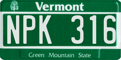 VT license plate NPK316