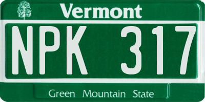 VT license plate NPK317
