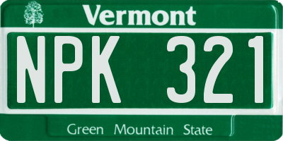 VT license plate NPK321