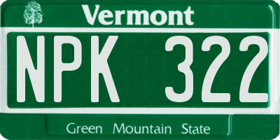 VT license plate NPK322