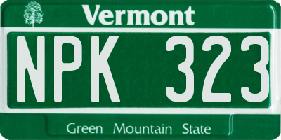 VT license plate NPK323