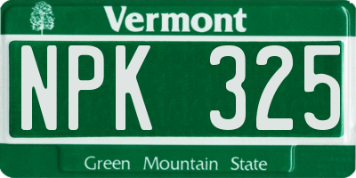VT license plate NPK325