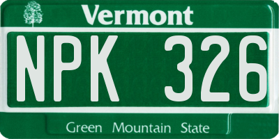 VT license plate NPK326