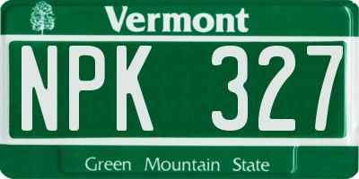 VT license plate NPK327