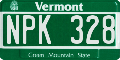 VT license plate NPK328
