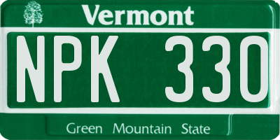 VT license plate NPK330