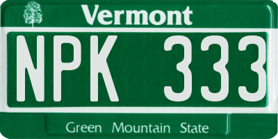 VT license plate NPK333