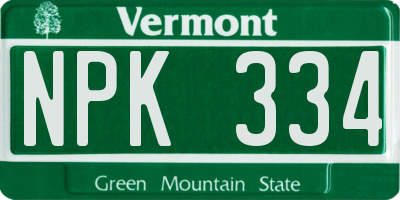 VT license plate NPK334