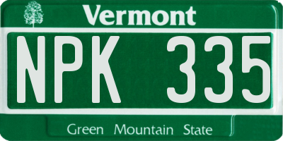 VT license plate NPK335