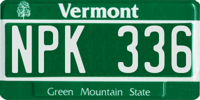 VT license plate NPK336